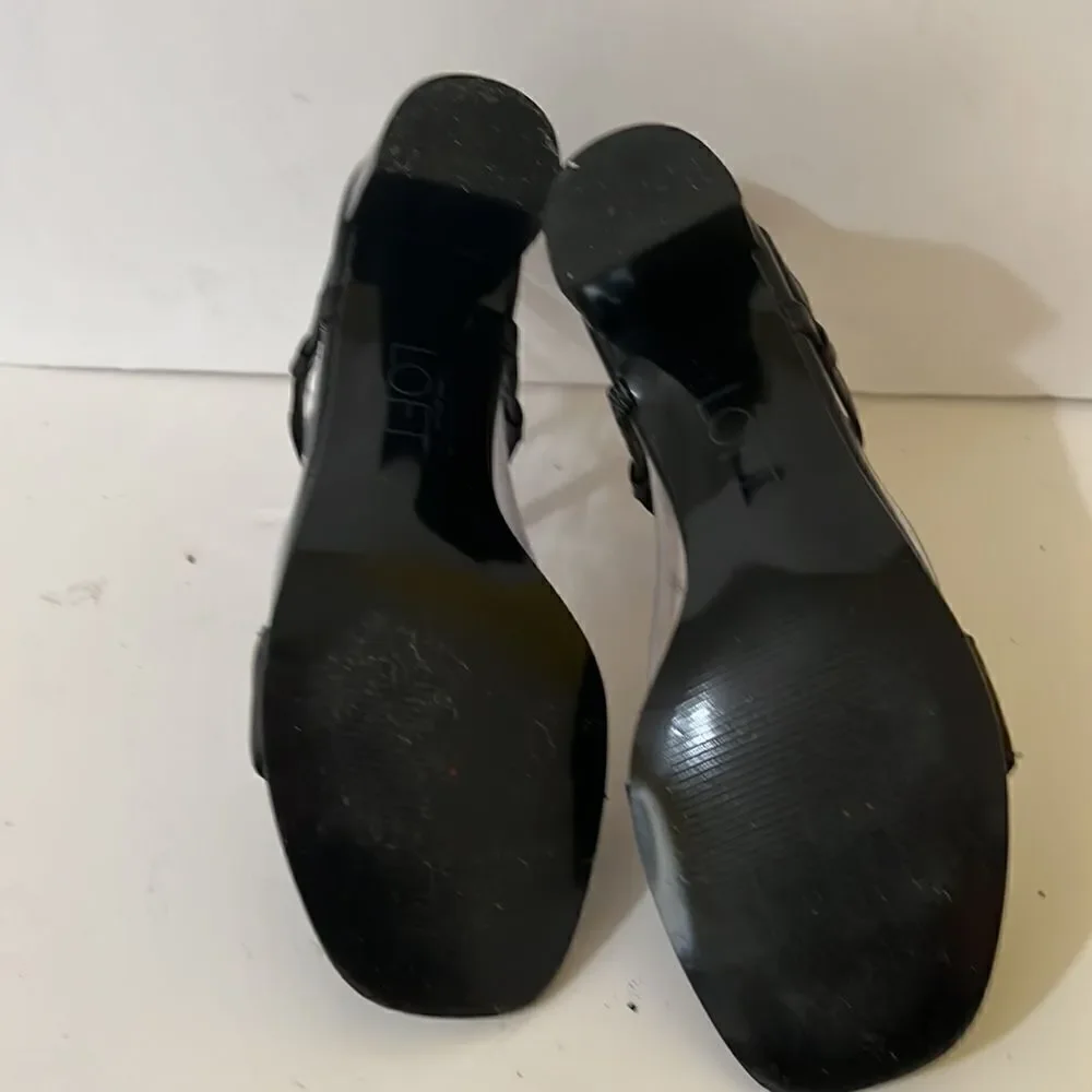 Loft Black Block Heel Y2K Whimsigoth Mary Jane Sandals With Silver Buckle Size 6